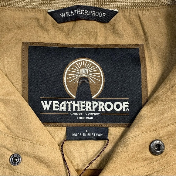 Weatherproof~NWT~Men’s Tan Faux‎ Suede Collared Pullover~Sz L - Picture 8 of 10